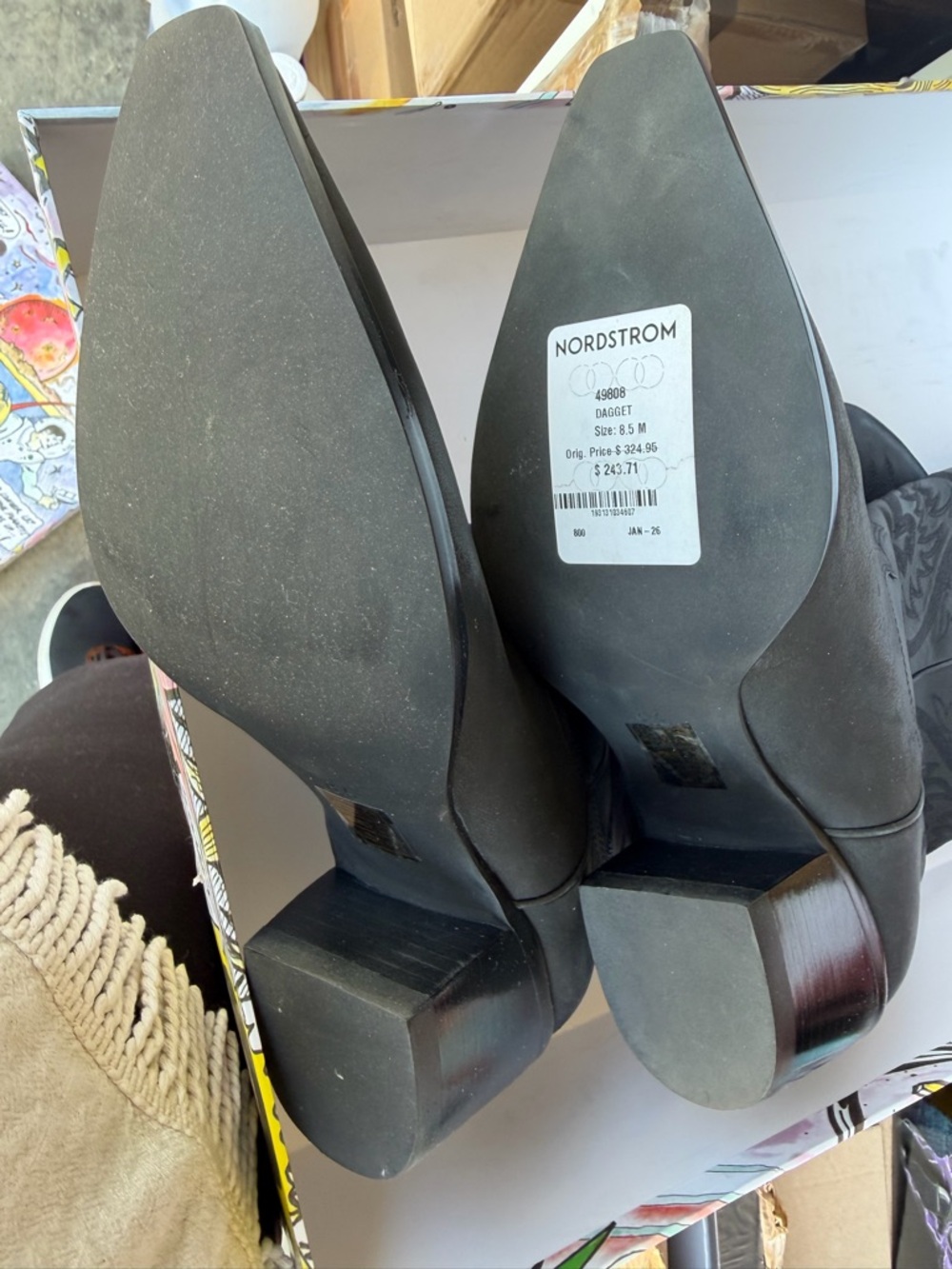 Jeffrey Campbell Black Pointed Toe Western Heeled Boots - Picture 4 of 8
